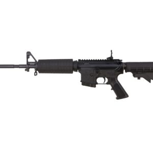 Bushmaster M4 Patrolman's Flat Top-CA AR15 Rifle - Black | 5.56NATO | 16" Barrel | M4 Handguard | A2 Flash Hider | M4 Collapsible Stock | Flip-Up Rear Sight | Fixed 10rd Mag | CA Compliant