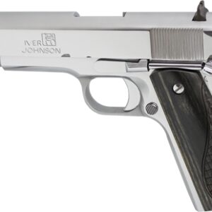 IVER JOHNSON 1911A1 45ACP 5" - FS 8RD CHROME BLACK WOOD GRIPS
