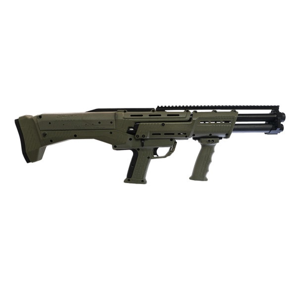 Standard Manufacturing DP-12 Pump Shotgun - ODG | 12ga | 18 7/8" Double Barrel | 14rd | Ambidextrous safety and slide release