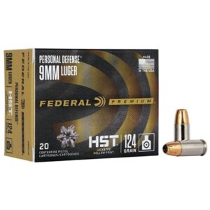 9MM LUGER 124GR HST JACKETED HOLLOW POINT 20/BOX