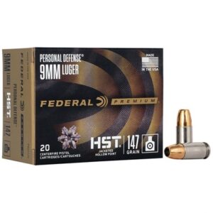 9MM LUGER 147GR HST JACKETED HOLLOW POINT 20/BOX
