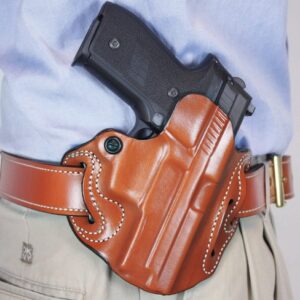 DESANTIS SPEED SCABBARD HOLSTR - RH OWB LEATHER M&P 9/40 TAN
